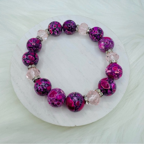 Colorful Beaded Glass Fashion Statement Stackable Bracelet Style 1 - Picture 6 of 6